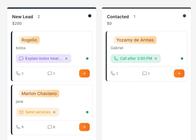 Tablero Kanban de Smart Pipeline con etapas específicas para salud