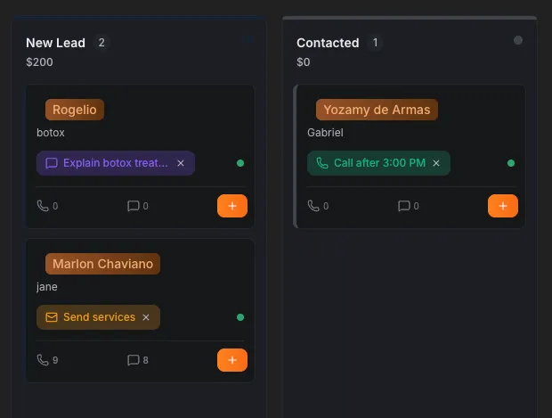 Tablero Kanban de Smart Pipeline con etapas específicas para salud